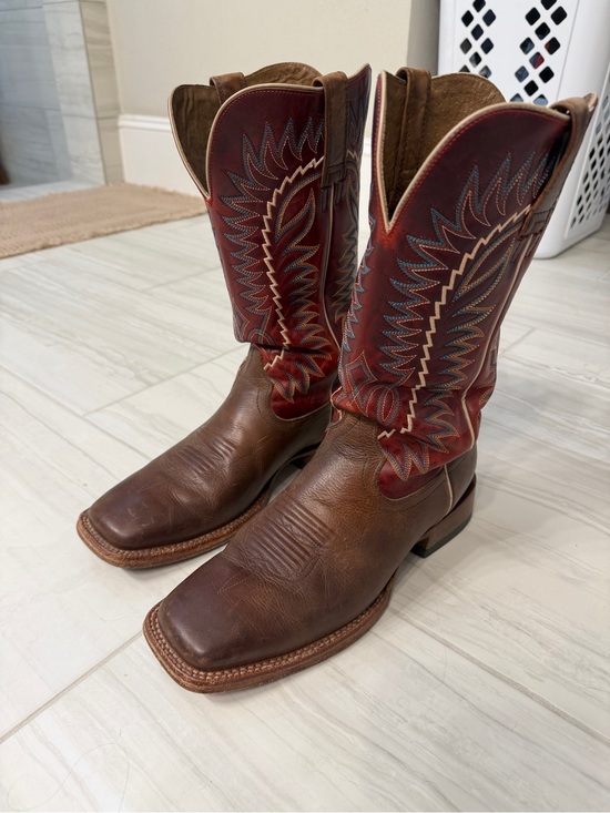 Ariat Other - Ariat Brown Leather Cowboy Boots with Red Stitching